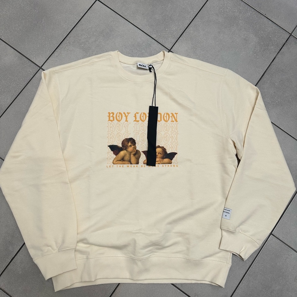 Cream Graphic Men's Crewneck Sweater